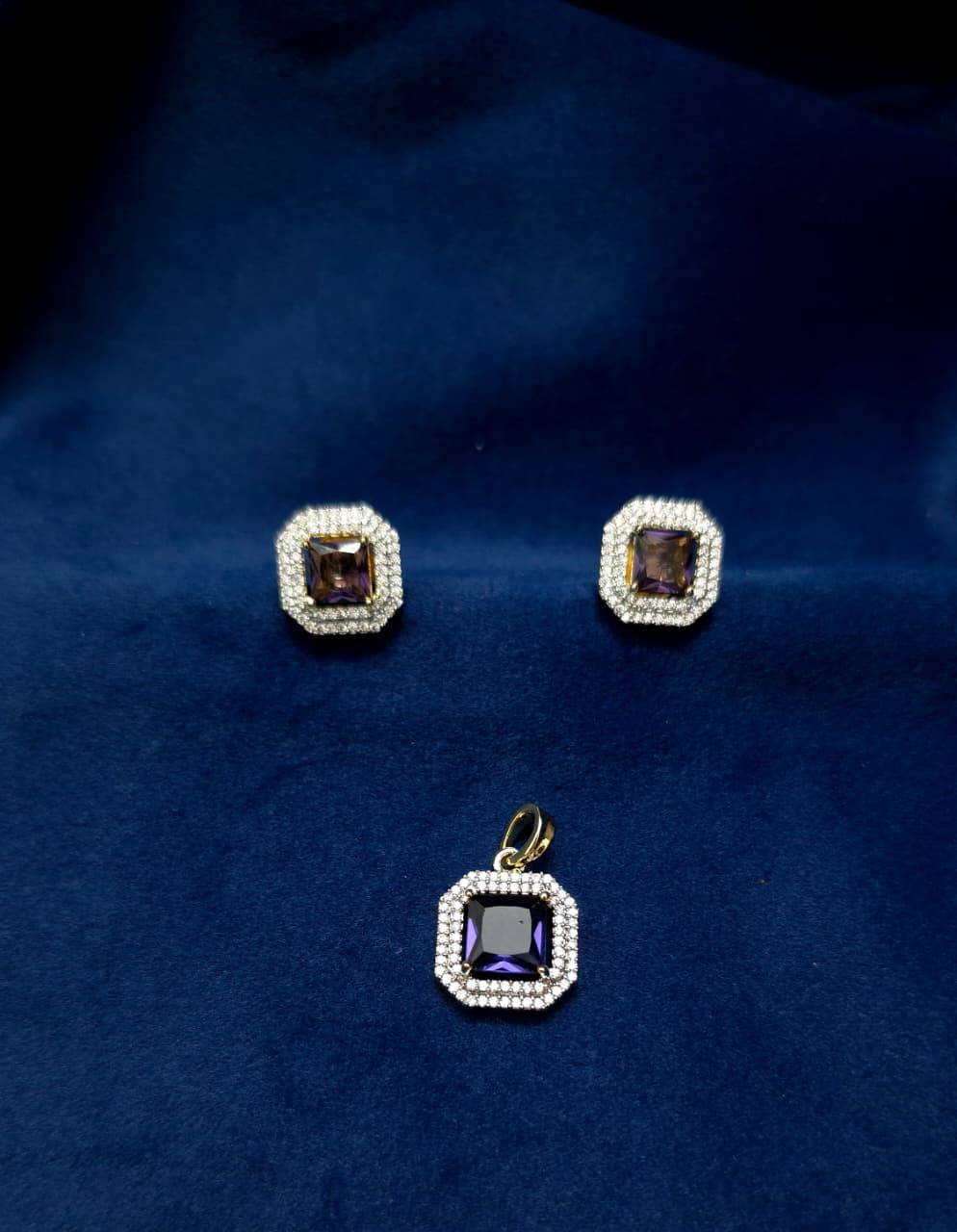 Diamond Lookalike Pendant Set- Small-Design 3